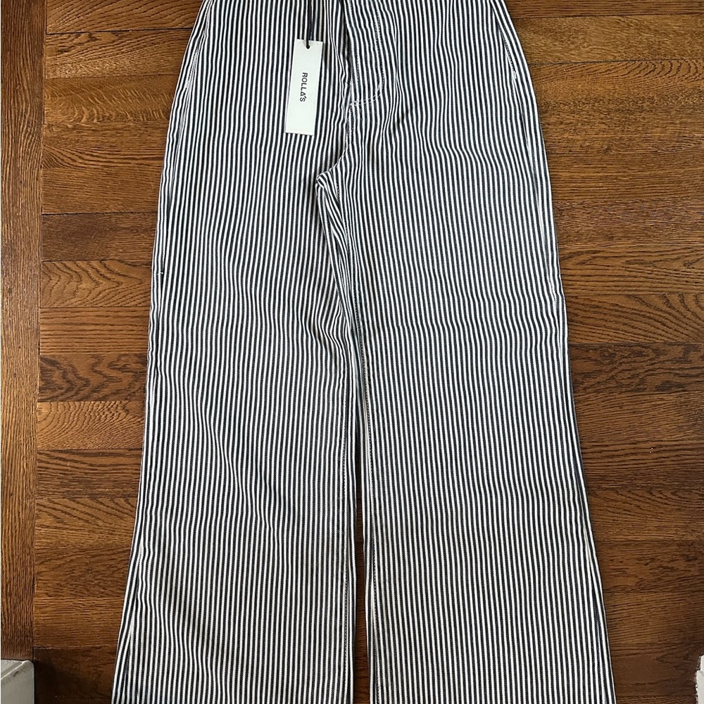 NWT Rollas Sailor Pant - Lyocell Capri Stripe, Black Size 25